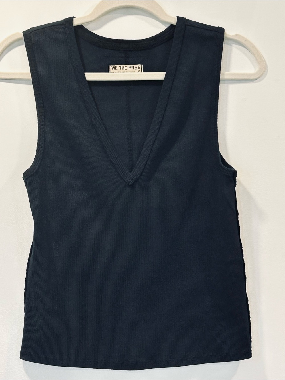 We The Free Navy Deep V Ribbed Tank Top